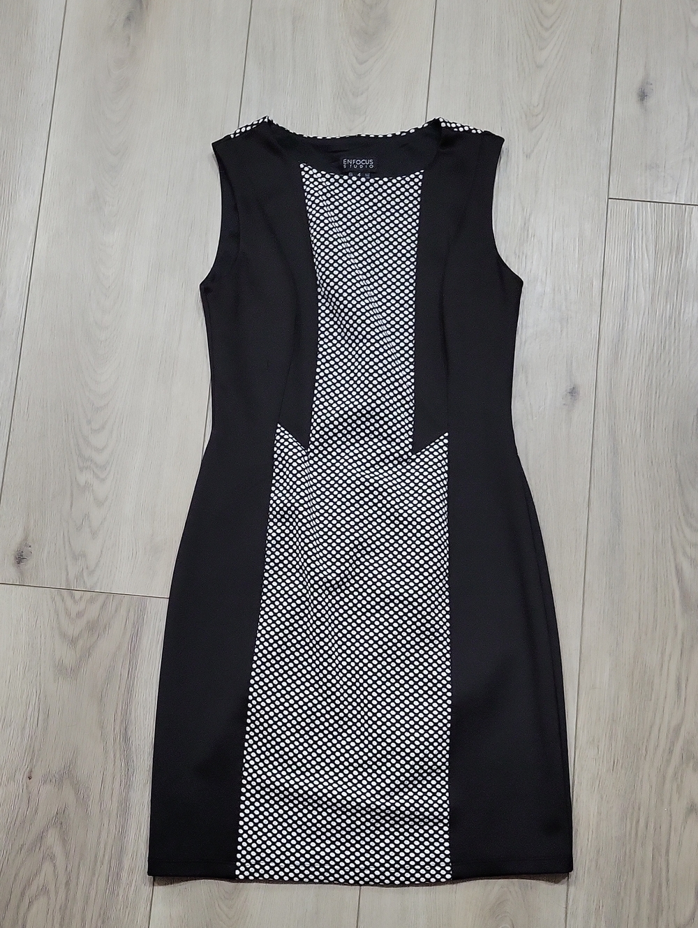 Enfocus Studio Black and White Paneled Mini Sheath Dress